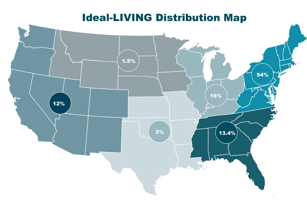 Ideal Living Distribution Map